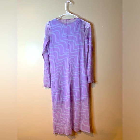 ASOS Design Lilac & Blue Mesh Long Sleeve Midi Dress NWOT - Picture 5 of 7